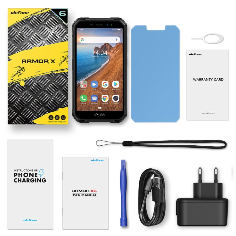 [HK Warehouse] Ulefone Armor X6 Rugged Phone, 2GB+16GB, IP68/IP69K Waterproof Dustproof Shockproof, Face Identification, 4000mAh Battery, 5.0 inch Android 9.0 MTK6580A/W Quad Core up to 1.3GHz, Network: 3G(Black) - Ulefone by Ulefone | Online Shopping UK | buy2fix