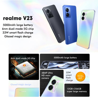 Realme V23 5G, 48MP Camera, 12GB+256GB, Dual Back Cameras, Side Fingerprint Identification, 5000mAh Battery, 6.58 inch Realme UI 3.0 / Android 12 MediaTek Dimensity 810 Octa Core up to 2.4GHz, Network: 5G, Support Google Play(Black) - OPPO by Realme | Online Shopping UK | buy2fix