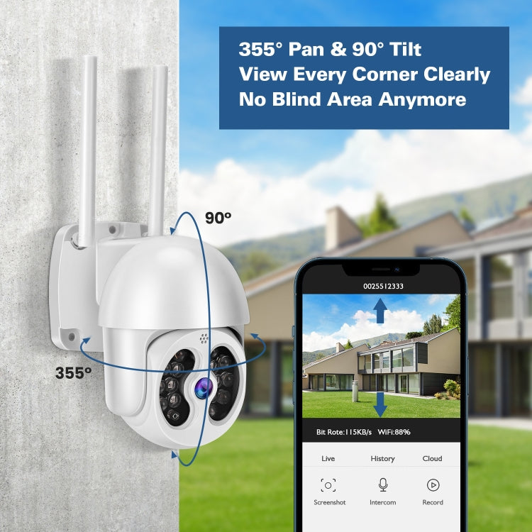 Tuya QX56 3.0 Million Pixels IP66 Waterproof 2.4G Wireless IP Camera, Support Motion Detection & Two-way Audio & Full Color Night Vision & TF Card, AU Plug - Security by buy2fix | Online Shopping UK | buy2fix