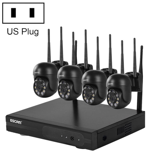 ESCAM WNK614 HD 3.0 Million Pixels 8-channel Wireless + 4IPC Wireless NVR Security System, US Plug - Security by ESCAM | Online Shopping UK | buy2fix