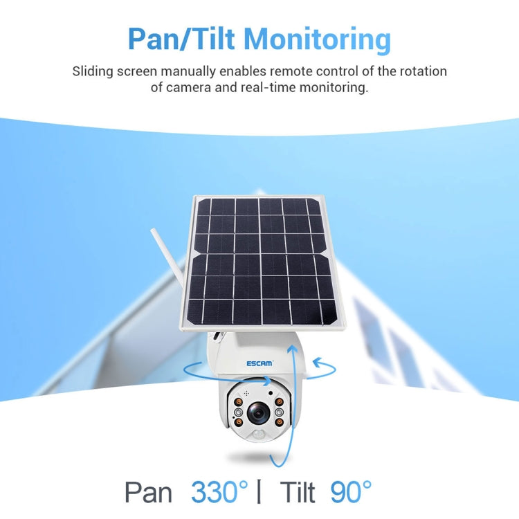 ESCAM QF480 EU Version HD 1080P IP66 Waterproof 4G Solar Panel PT IP Camera without Battery, Support Night Vision / Motion Detection / TF Card / Two Way Audio (White) - Dome Camera by ESCAM | Online Shopping UK | buy2fix