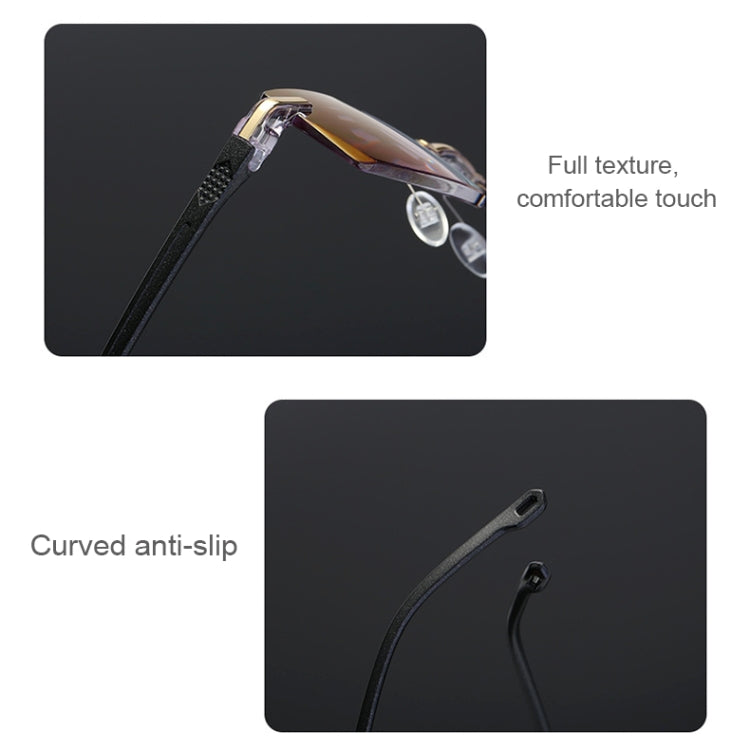 Rimless Anti Blue-ray Blue Film Lenses Presbyopic Glasses, +2.00D(Brown) - Anti-blue Light Goggles by buy2fix | Online Shopping UK | buy2fix