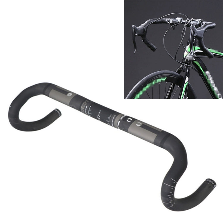TOSEEK Full Carbon Fiber Road Bike Bent Handlebar Groove Outside Line Handle, Size: 440mm (UD Black) - Outdoor & Sports by buy2fix | Online Shopping UK | buy2fix