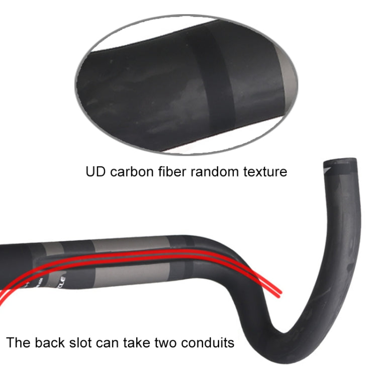 TOSEEK Full Carbon Fiber Road Bike Bent Handlebar Groove Outside Line Handle, Size: 440mm (UD Black) - Outdoor & Sports by buy2fix | Online Shopping UK | buy2fix