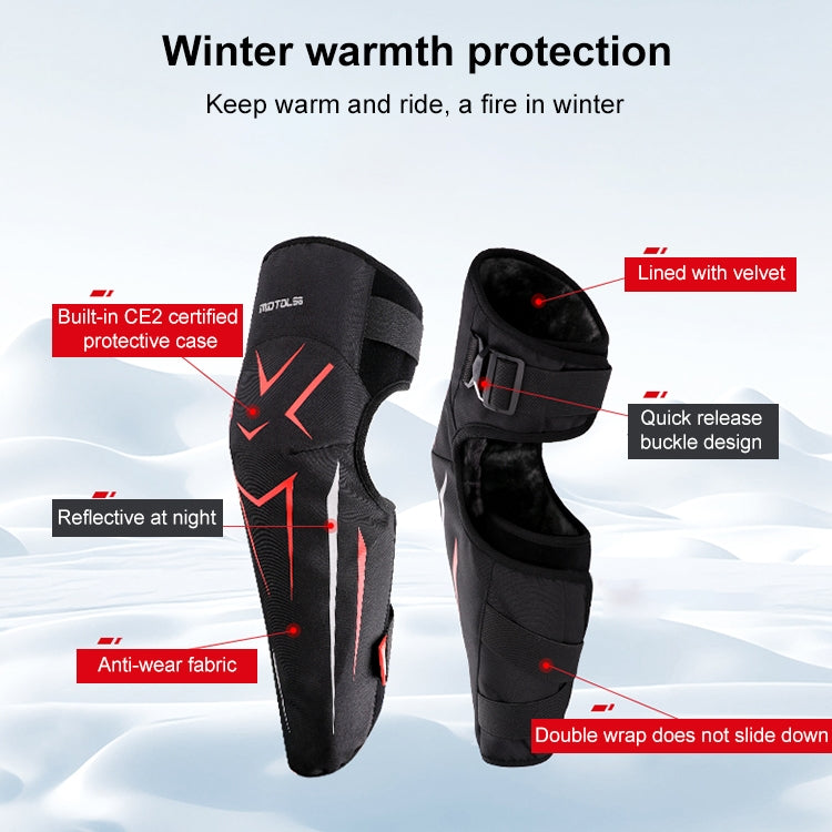 MOTOLSG 2 in 1 Knee Pads Motorcycle Bicycle Riding Warm Fleece Soft Protective Gear with CE Protector (Black White) - Protective Gear by MOTOLSG | Online Shopping UK | buy2fix