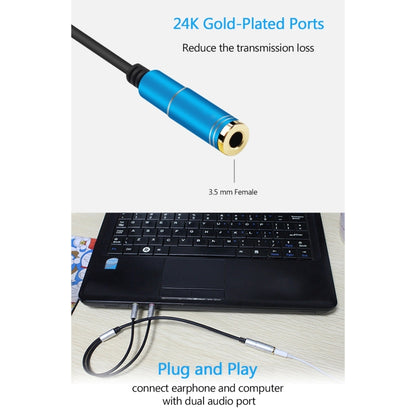 3.5mm Female to 2 x 3.5mm Male Adapter Cable(Blue) - Aux Cable by buy2fix | Online Shopping UK | buy2fix