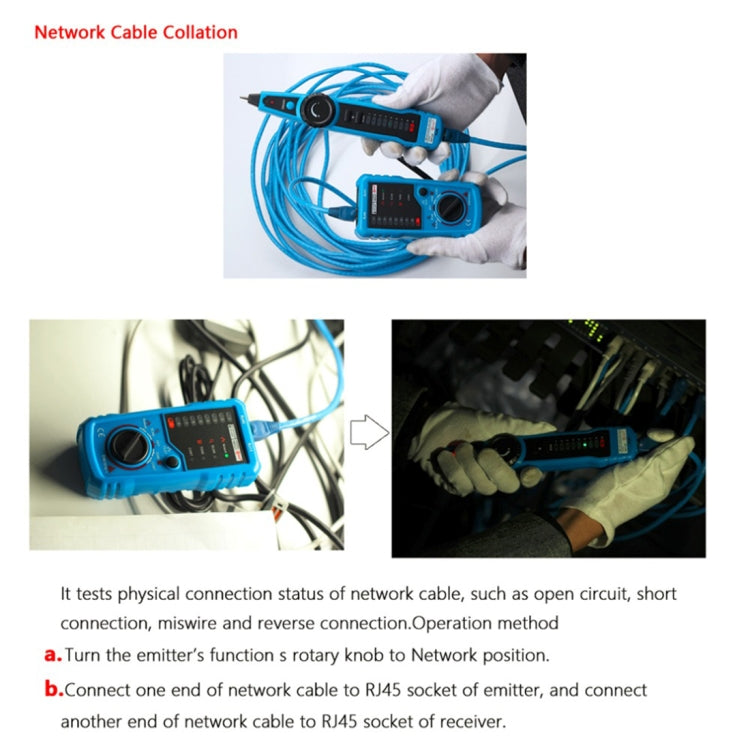 BSIDE FWT11 RJ11 / RJ45 Telephone Wire Tracker Ethernet LAN Network Cable Tester Detector Line Finder - Lan Cable and Tools by buy2fix | Online Shopping UK | buy2fix