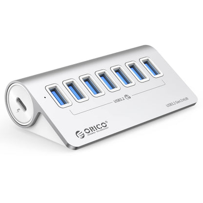 ORICO M3U7-G2 Aluminum Alloy 7-Port USB 3.2 Gen2 10Gbps HUB with 1m Cable (Silver) -  by ORICO | Online Shopping UK | buy2fix