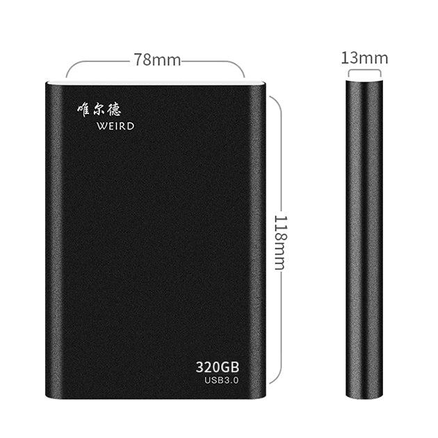 WEIRD 320GB 2.5 inch USB 3.0 High-speed Transmission Metal Shell Ultra-thin Light Mobile Hard Disk Drive(Black) - Computer & Networking by buy2fix | Online Shopping UK | buy2fix