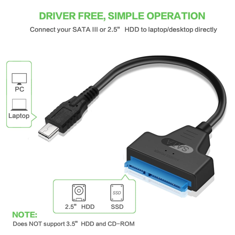 USB-C / Type-C 3.1 Male to SATA (15 Pin + 7 Pin) HDD Data Converter Cable, Length: 20cm - Computer & Networking by buy2fix | Online Shopping UK | buy2fix