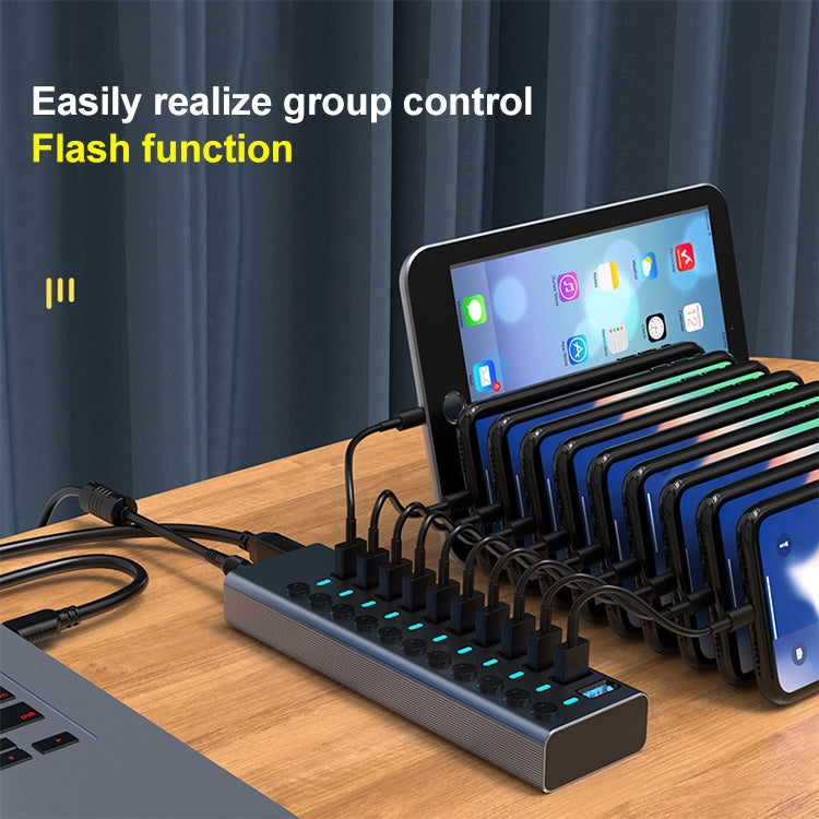 11 in 1 USB 3.0 HUB Splitter with Independent Switch & 12V 4A Power Supply - USB 3.0 HUB by buy2fix | Online Shopping UK | buy2fix