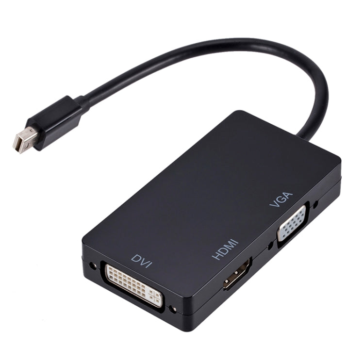 Mini DP to HDMI + DVI + VGA Rectangle Multi-function Converter, Cable Length: 28cm(Black) -  by buy2fix | Online Shopping UK | buy2fix