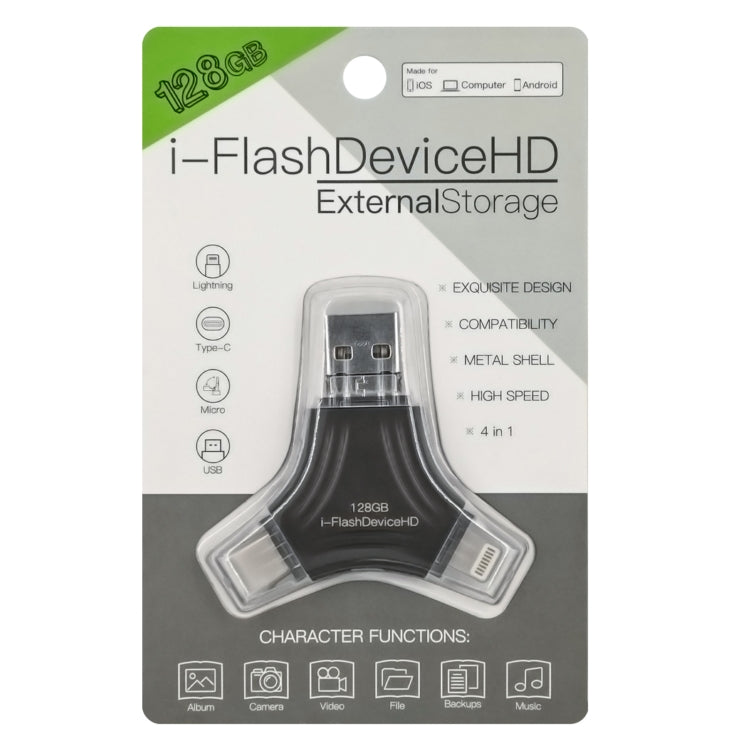 128G 4 In 1 USB Flash Device U Disk -  by buy2fix | Online Shopping UK | buy2fix