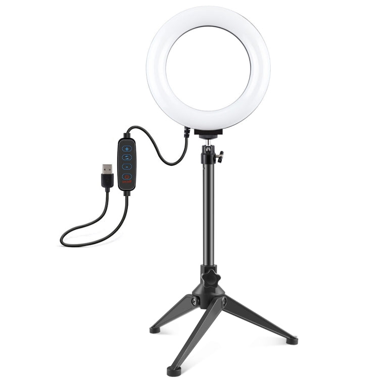 PULUZ 6.2 inch 16cm USB 3 Modes Dimmable LED Ring Vlogging Photography Video Lights + Desktop Tripod Holder with Cold Shoe Tripod Ball Head - Ring Light by PULUZ | Online Shopping UK | buy2fix