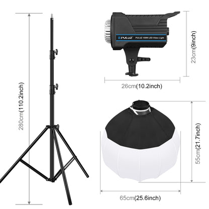 PULUZ 220V 150W 3200K-5600K Studio Video Light + 2.8m Light Holder + 65cm Foldable Lantern Softbox Photography Kit(US Plug) - Camera Accessories by PULUZ | Online Shopping UK | buy2fix