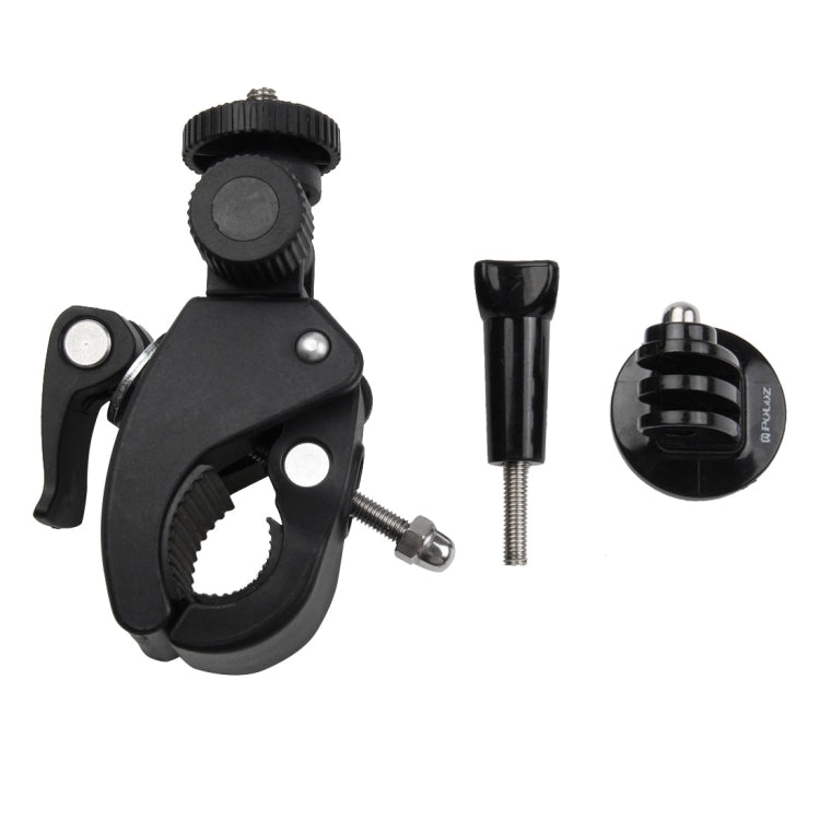 PULUZ Motorcycle Bicycle Handlebar Holder with Tripod Mount & Screw for GoPro Hero11 Black / HERO10 Black /9 Black /8 Black /7 /6 /5 /5 Session /4 Session /4 /3+ /3 /2 /1, DJI Osmo Action and Other Action Cameras(Black) - DJI & GoPro Accessories by PULUZ | Online Shopping UK | buy2fix