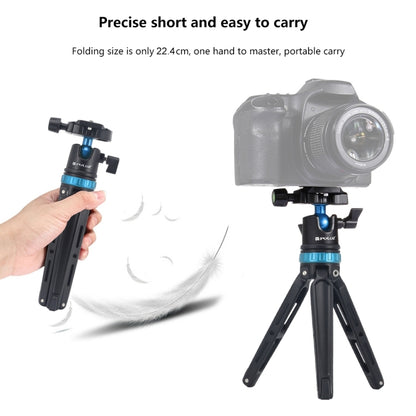 PULUZ Pocket Mini Adjustable Metal Desktop Tripod Mount with 360 Degree Ball Head for DSLR & Digital Cameras, Adjustable Height: 11-20.2cm(Blue) - Camera Accessories by PULUZ | Online Shopping UK | buy2fix