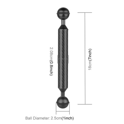 PULUZ  7 inch 18cm Length 20.8mm Diameter Dual Balls Carbon Fiber Floating Arm, Ball Diameter: 25mm(Black) - Diving Accessories by PULUZ | Online Shopping UK | buy2fix