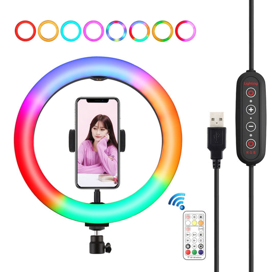 PULUZ 10.2 inch 26cm Curved Surface 168 LED Marquee LED RGBWW Dual-color Temperature Dimmable Ring Vlogging Photography Video Lights with Cold Shoe Tripod Ball Head & Remote Control & Phone Clamp(Black) - Consumer Electronics by PULUZ | Online Shopping UK | buy2fix
