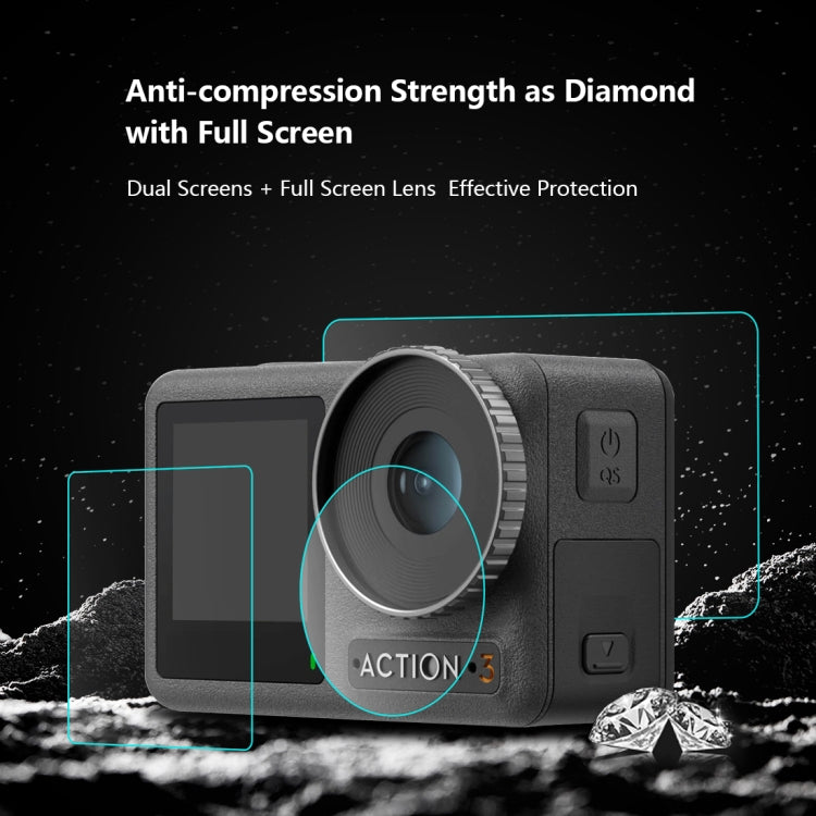 For DJI Osmo Action 3  PULUZ 3-in-1 Lens Front and Back Screen Tempered Glass Explosion-proof Film - Protective Film & Stickers by PULUZ | Online Shopping UK | buy2fix