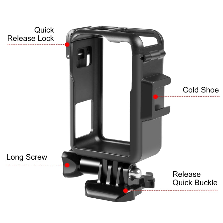 For DJI Osmo Action Pro 5 / 4 / 3 PULUZ Vertical Plastic Protective Frame Cage with Cold Shoes (Black) - Protection Frame by PULUZ | Online Shopping UK | buy2fix