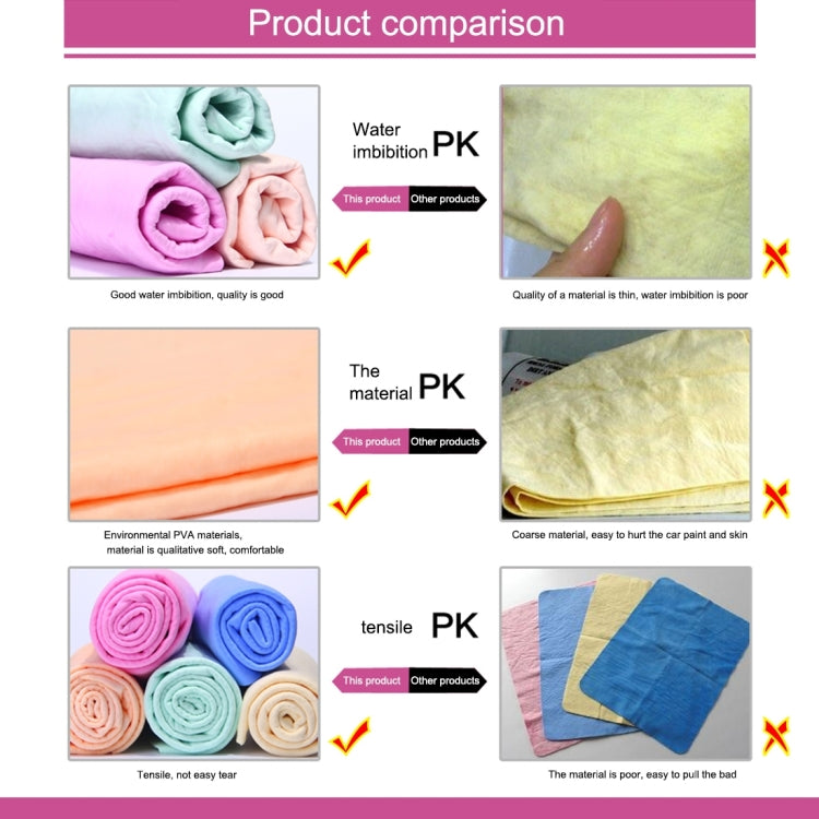 KANEED Synthetic Chamois Drying Towel Super Absorbent PVA Shammy Cloth for Fast Drying of Car, Size: 43 x 32 x 0.2cm(Pink) - Car washing supplies by KANEED | Online Shopping UK | buy2fix