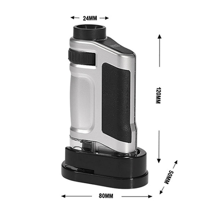 20X - 40X Magnification Zoom Lens Pocket Microscope with LED Light(Silver) - Consumer Electronics by buy2fix | Online Shopping UK | buy2fix