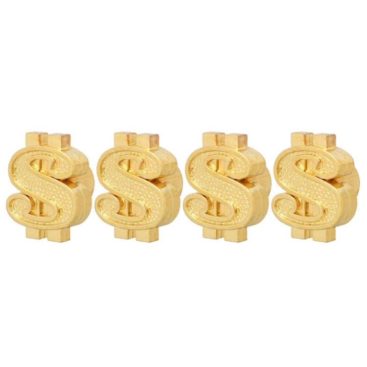 Universal 8mm Dollar Style Plastic Car Tire Valve Caps, Pack of 4(Gold) - In Car by buy2fix | Online Shopping UK | buy2fix