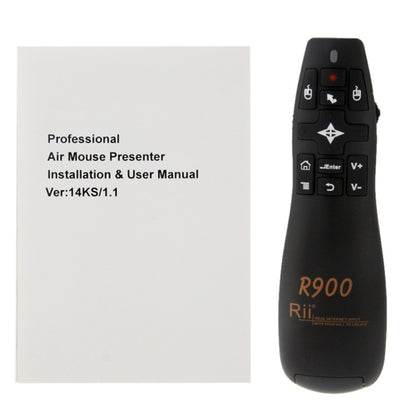 2.4G Wireless Presenter Laser Pointer Fly Mouse Rii Professional Air Mouse R900 for HTPC / Android TV BOX / PS3 / XBOX360 / Tablet PC (K14 R900)(Black) - MINI PC Accessories & Gadgets by buy2fix | Online Shopping UK | buy2fix