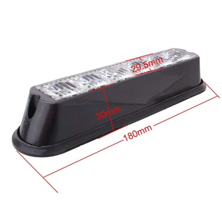 18W 1080LM 6-LED White + Red Light Wired Car Flashing Warning Signal Lamp, DC 12-24V, Wire Length: 90cm - In Car by buy2fix | Online Shopping UK | buy2fix