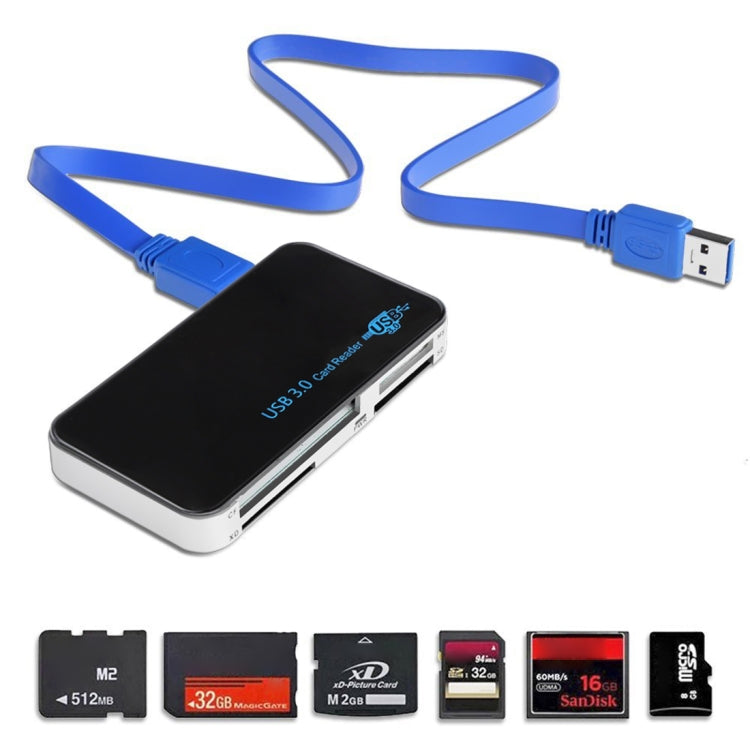 USB 3.0 Card Reader, Super Speed 5Gbps, Support CF / SD / TF / M2 / XD / MS Card, Plastic Shell -  by buy2fix | Online Shopping UK | buy2fix