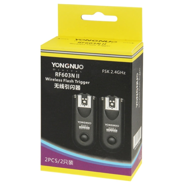 2 PCS YONGNUO RF603N II FSK 2.4GHz Wireless Flash Trigger with N1 Shutter Connecting Cable - Wireless Flash Trigger by YONGNUO | Online Shopping UK | buy2fix