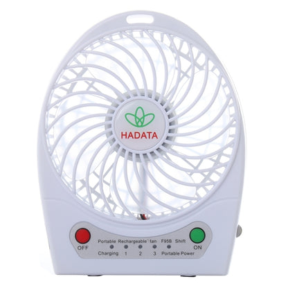 Hadata 4.3 inch Portable USB / Li-ion Battery Powered Rechargeable Fan with Third Wind Gear Adjustment & Clip(White) - Consumer Electronics by buy2fix | Online Shopping UK | buy2fix