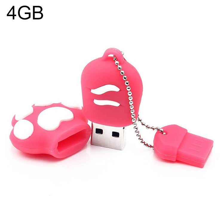 4GB Bear Paw Shaped Silicone USB 2.0 Flash Disk with Anti Dust Cup(Red plum) - USB Flash Drives by buy2fix | Online Shopping UK | buy2fix