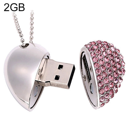 Heart Shaped Diamond Jewelry USB Flash Disk, Special for Valentines Day Gifts (2GB) - USB Flash Drives by buy2fix | Online Shopping UK | buy2fix