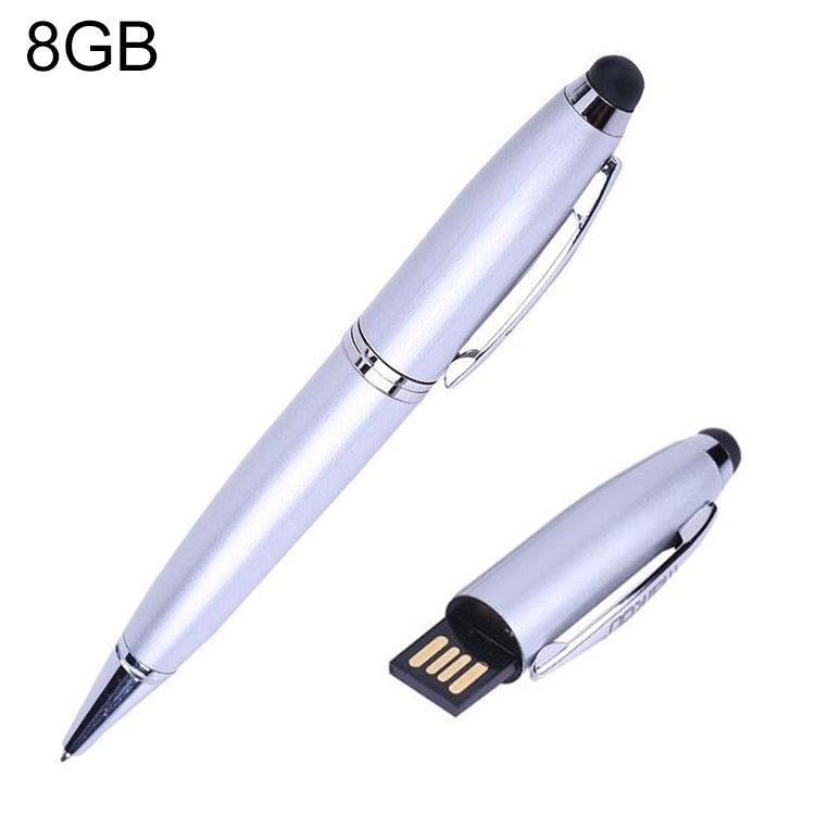 2 in 1 Pen Style USB Flash Disk, Silver (8GB) - Computer & Networking by buy2fix | Online Shopping UK | buy2fix