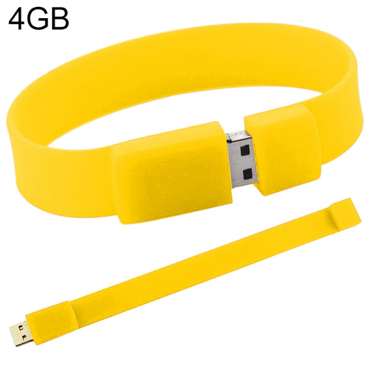 4GB Silicon Bracelets USB 2.0 Flash Disk(Yellow) - USB Flash Drives by buy2fix | Online Shopping UK | buy2fix