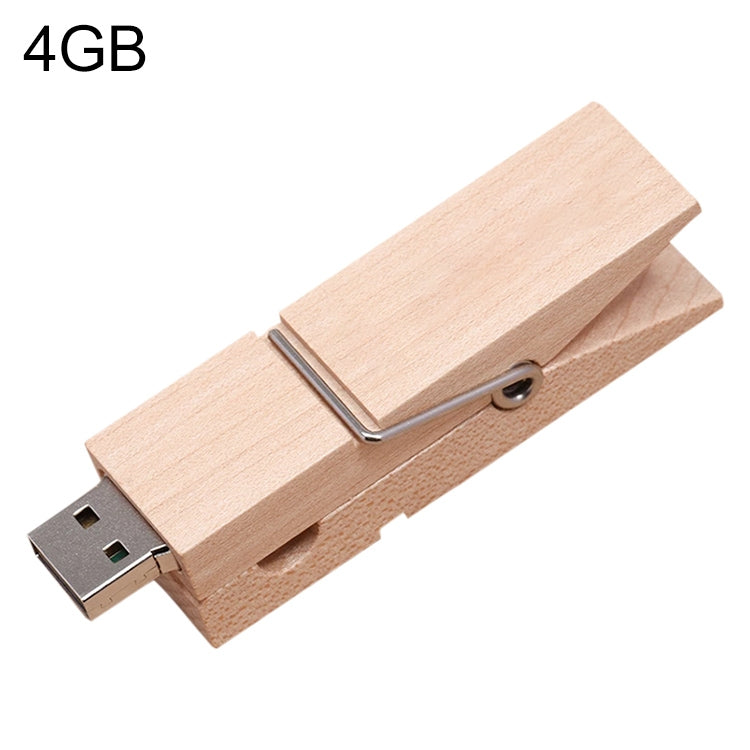 4 GB Wood Clip Style USB Flash Disk - USB Flash Drives by buy2fix | Online Shopping UK | buy2fix