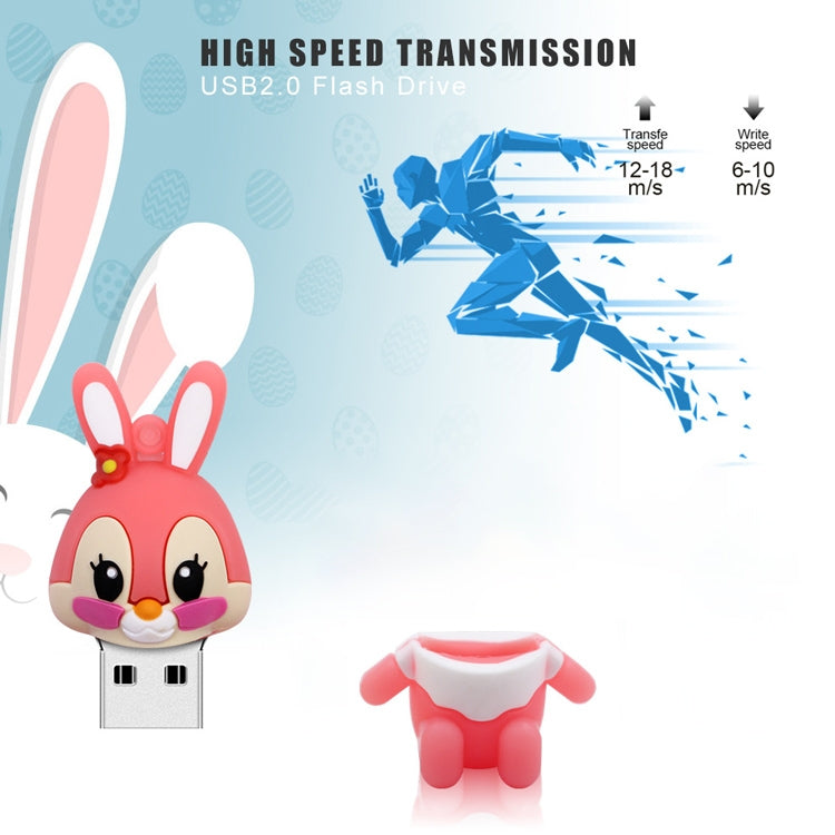 Cartoon Bunny Style Silicone USB 2.0 Flash disk, Special for All Kinds of Festival Day Gifts,Pink (16GB) - USB Flash Drives by buy2fix | Online Shopping UK | buy2fix