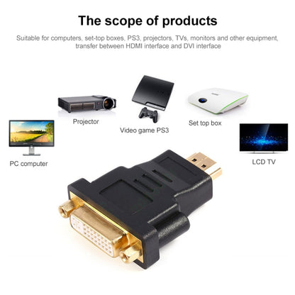 Gold Plated HDMI 19 Pin Male to DVI Female Adapter(Black) - Adapter by buy2fix | Online Shopping UK | buy2fix