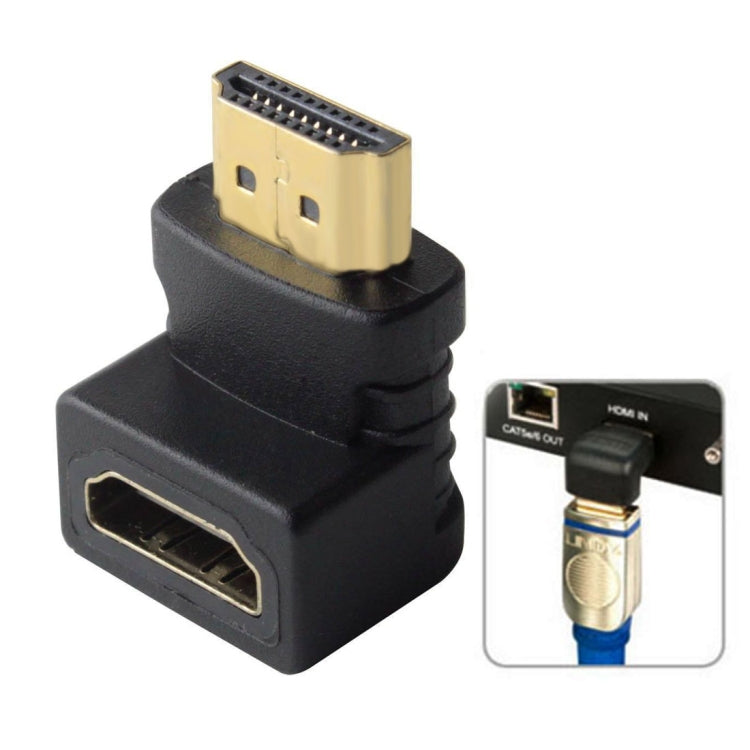 HDMI 19Pin Male to HDMI 19Pin Female 90-degree Angle Adaptor (Gold Plated)(Black) - Adapter by buy2fix | Online Shopping UK | buy2fix