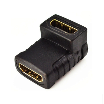 HDMI Angle Coupler (Female to Female) - 90 Degree (Gold Plated)(Black) - Adapter by buy2fix | Online Shopping UK | buy2fix