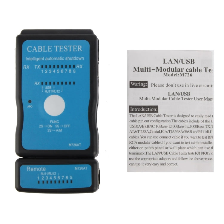 USB Cable, RJ45 and RJ11 Multifunction Network Cable Tester (M726) - Lan Cable and Tools by buy2fix | Online Shopping UK | buy2fix