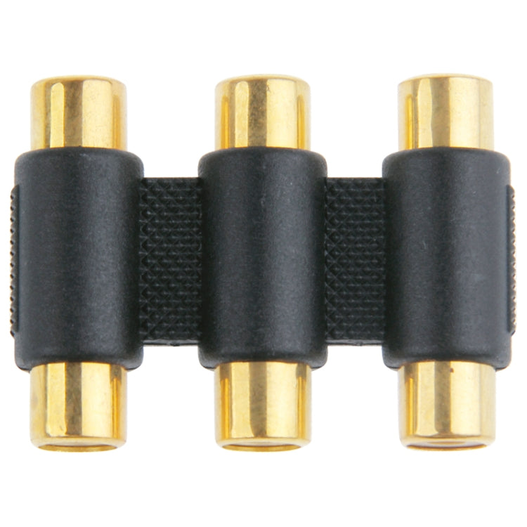 Gold-plated RGB Female to Female Connector(Black) - RCA Adapter by buy2fix | Online Shopping UK | buy2fix