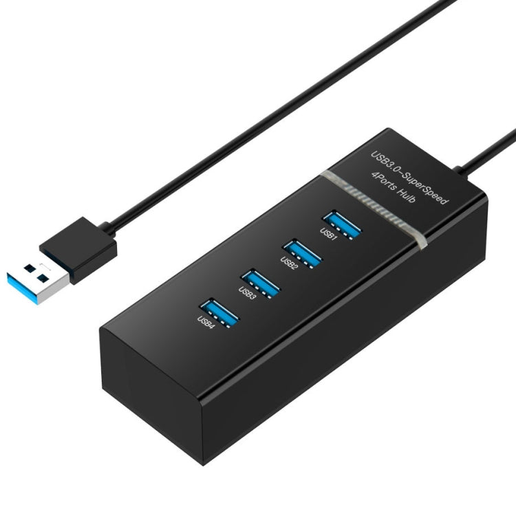 4 Ports USB 3.0 Hub Splitter with LED, Super Speed 5Gbps, BYL-P104(Black) - USB 3.0 HUB by buy2fix | Online Shopping UK | buy2fix