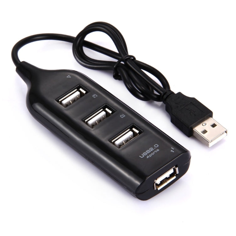 4 Ports USB 2.0 HUB, Cable Length: 30cm(Black) - USB 2.0 HUB by buy2fix | Online Shopping UK | buy2fix