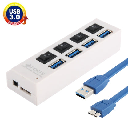 4 Ports USB 3.0 HUB, Super Speed 5Gbps, Plug and Play, Support 1TB (White) - USB 3.0 HUB by buy2fix | Online Shopping UK | buy2fix