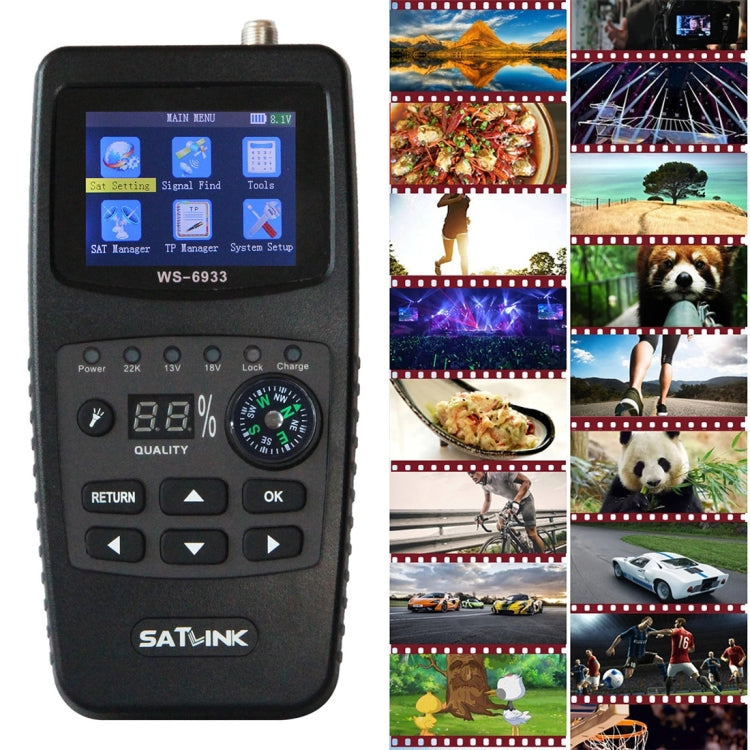 SATLINK WS6933 Portable Digital Satellite Finder Meter, 2.1 inch LCD Colour Screen, DVB-S2/S Signal Pointer(EU Plug) - Consumer Electronics by buy2fix | Online Shopping UK | buy2fix