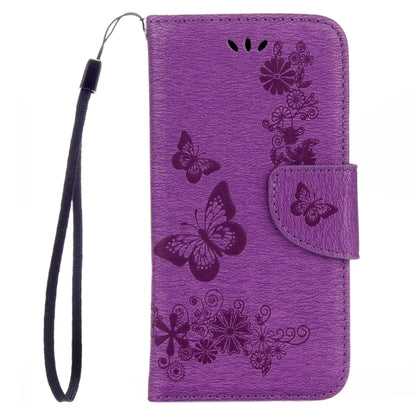 For Galaxy A7 (2017) / A720 Butterflies Embossing Horizontal Flip Leather Case with Holder & Card Slots & Wallet & Lanyard (Purple) - Samsung Accessories by buy2fix | Online Shopping UK | buy2fix