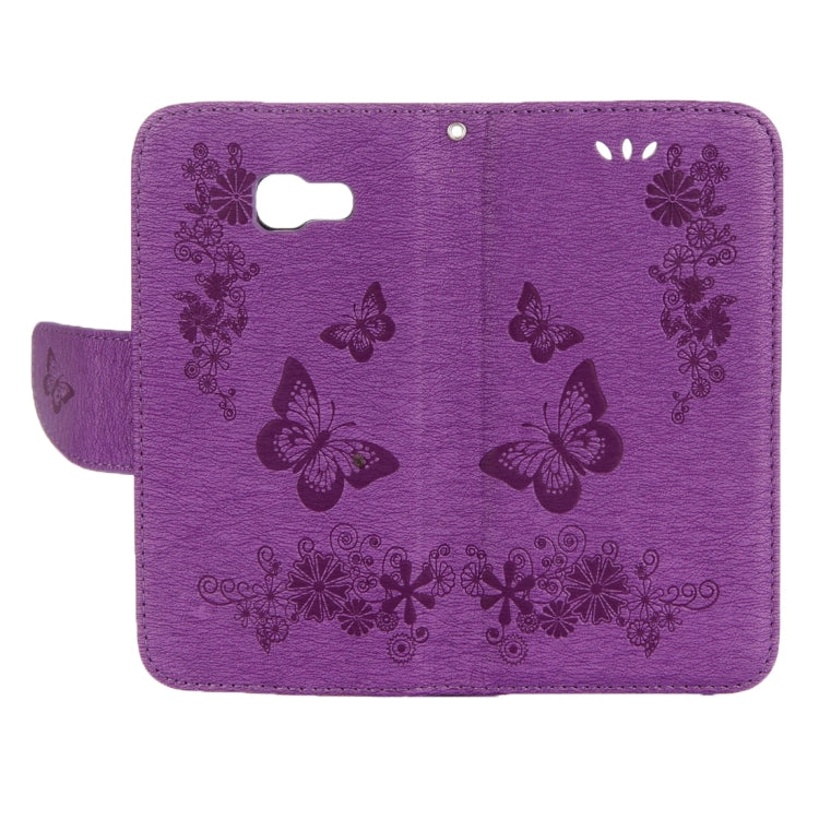 For Galaxy A7 (2017) / A720 Butterflies Embossing Horizontal Flip Leather Case with Holder & Card Slots & Wallet & Lanyard (Purple) - Samsung Accessories by buy2fix | Online Shopping UK | buy2fix